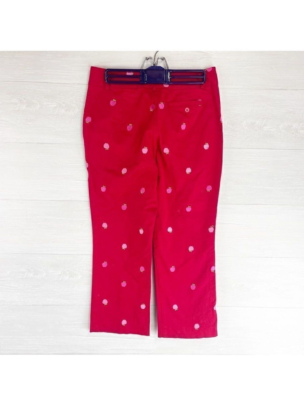 Vintage Lilly Pulitzer Embroidered Apple High Rise Straight Leg Capri Pants - Picture 3 of 5